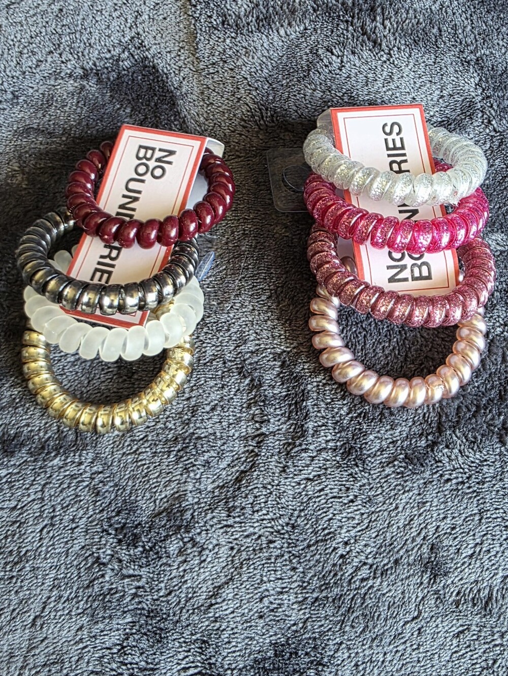 New No Boundaries Coil Hair Ties - Pack of 4 Spiral Coil Hair Ties bundle of 2